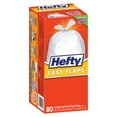 Hefty Easy Flaps TallKitchen Trash Bags, 13gal, 0.8 Mil, White, 80/Box