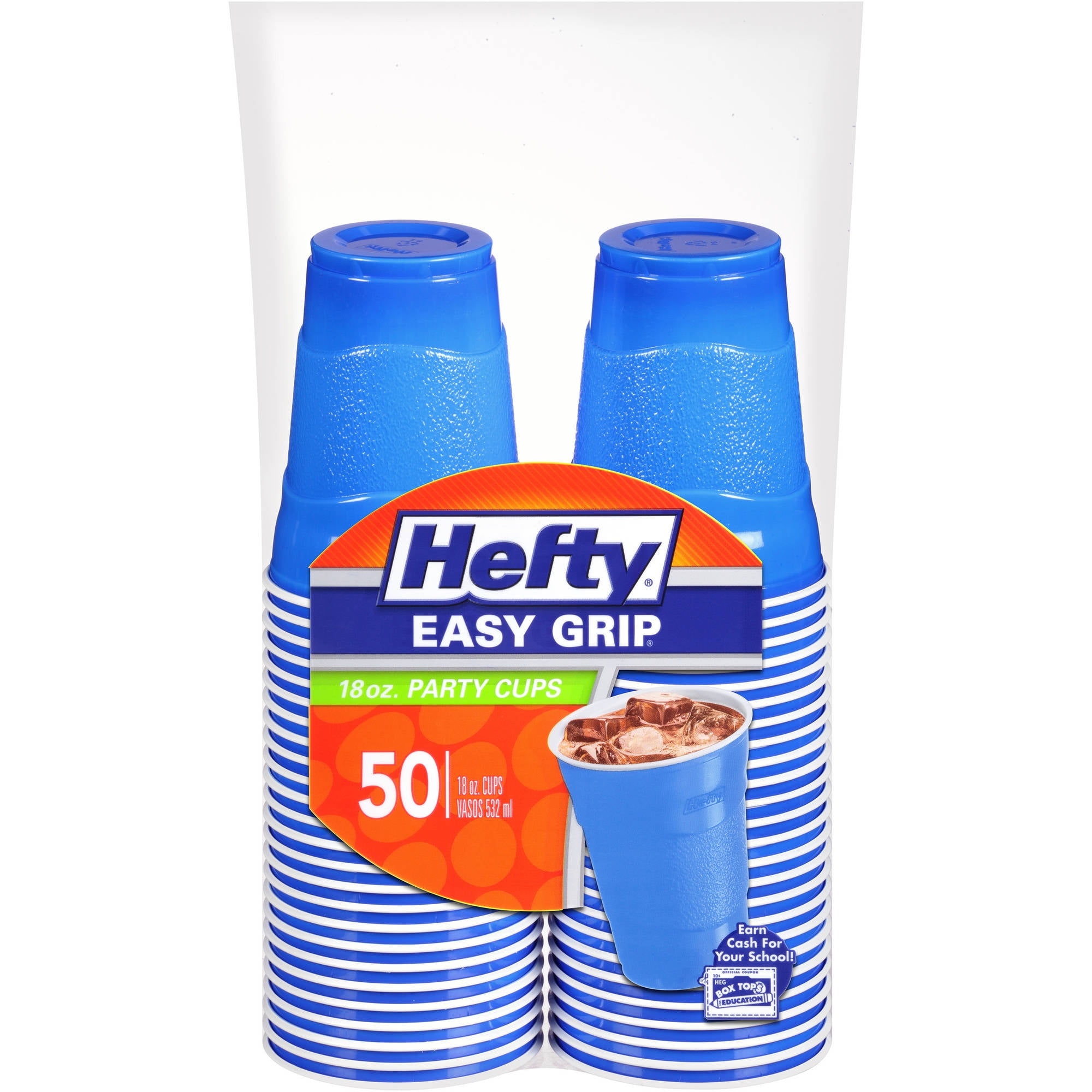Hefty Party Disposable Plastic Cups Blue Strong Durable Cups, 18