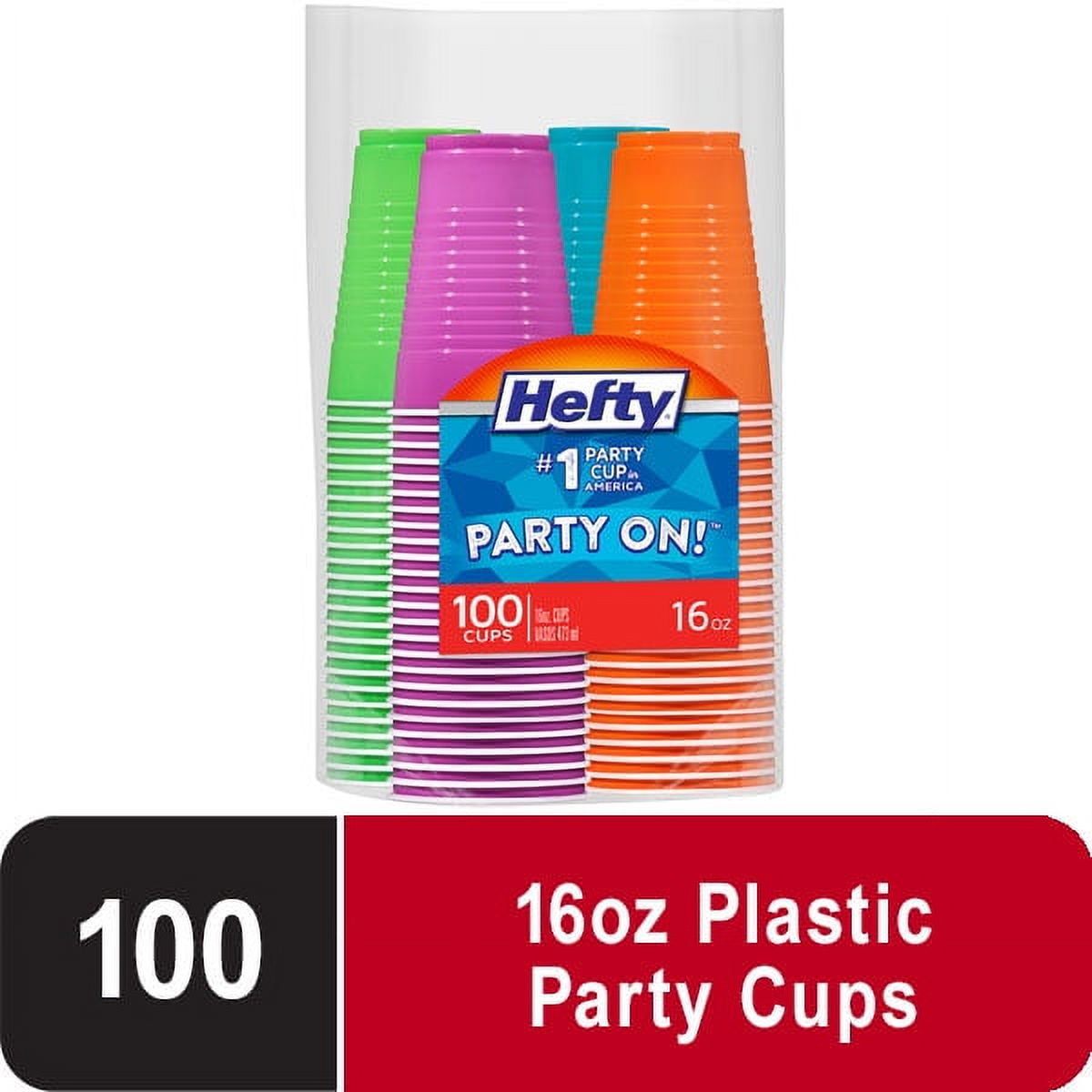 Solo Plastic Cups 100 Count, 16OZ Disposable Repeatable Party Cups 25 Red  Cups + 25 Blue Cups + 25 Green Cups + 25 Orange Cups 480ml +10 Balls, for