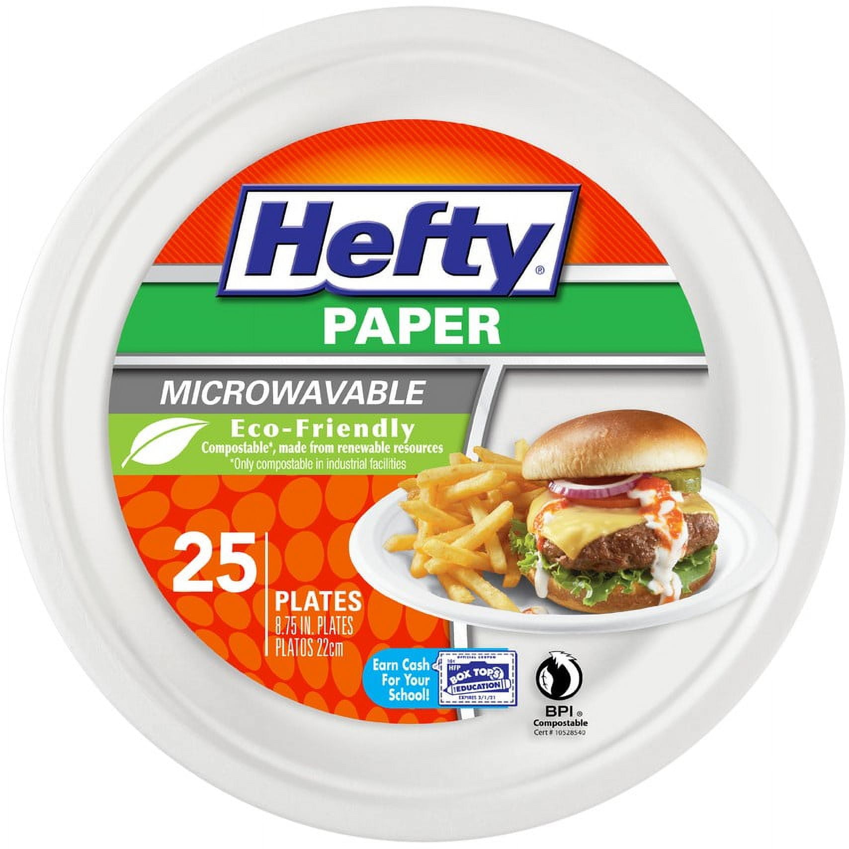 Hefty Everyday Microwaveable Paper Plates, Round, 8-3/4 Inch, 25