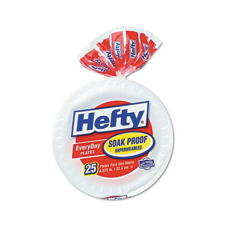 Hefty Soak Proof Tableware, Foam Plates, 8 7/8" dia, 25/Pack -RFPD20826