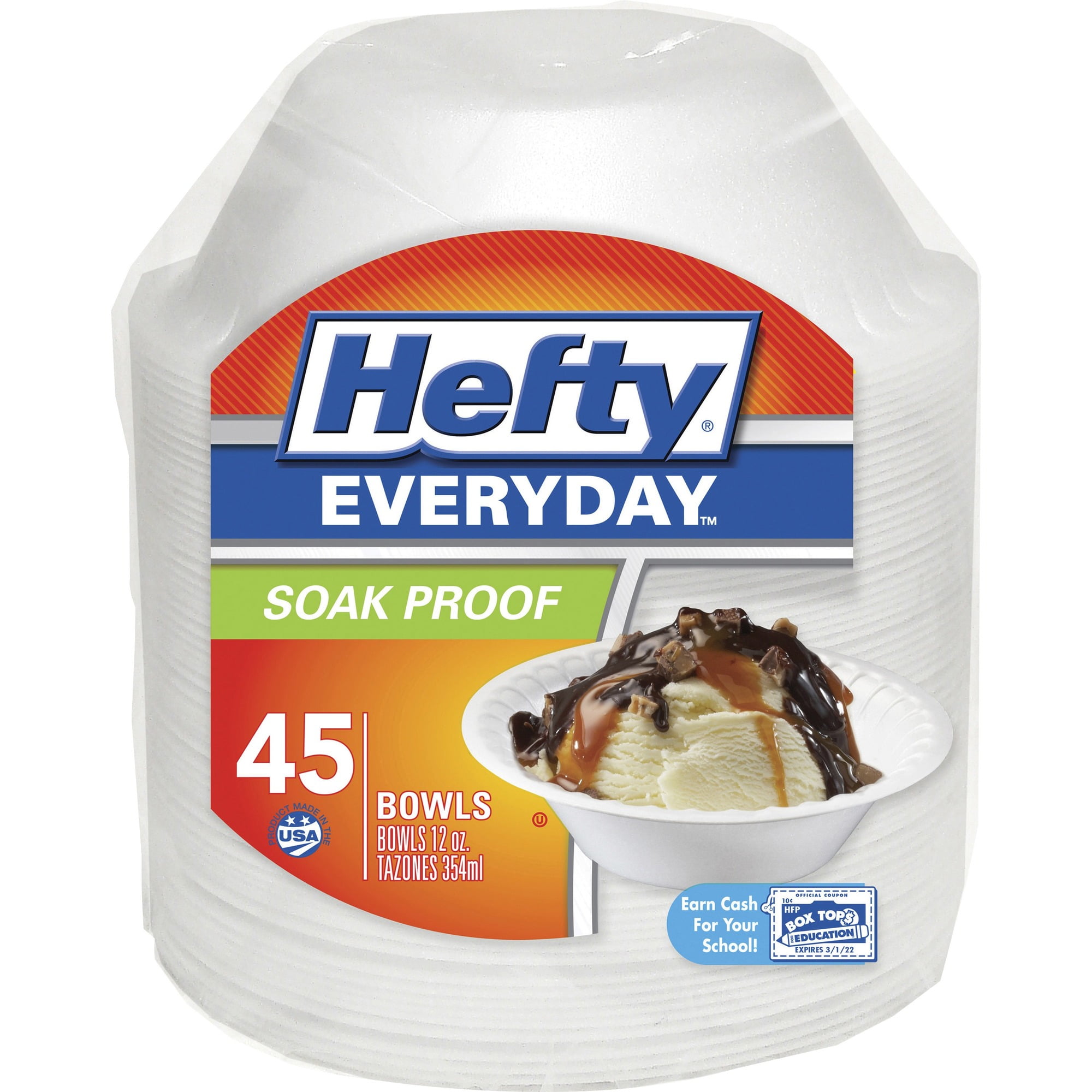 Hefty Everyday Soak Proof 12 oz White Foam Bowls