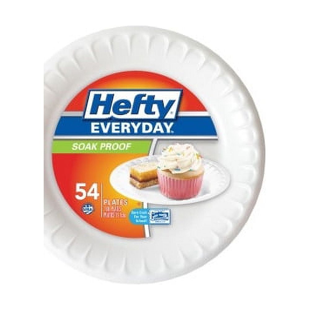 Hefty Everyday Soak-Proof Foam Plates, White, 9 inch, 150 Count