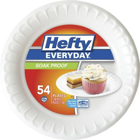 Hefty, RFPD20769, Everyday Soak Proof 7" Plates, 54 / Pack, White Clear