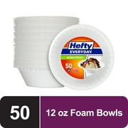Hefty Everyday Soak-Proof Foam Bowls, White, 12 ounce, 50 Count