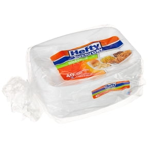 Hefty Everyday Soak-Proof Foam Compartment Tray, ZLK1White, 9 x 11 Inch, 40 Count