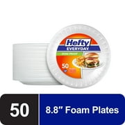 Hefty Everyday Soak Proof Disposable Foam Plates, 8.8 inches, 50 Count