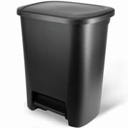 Hefty Extra Large Kitchen Trash Can, 20.4 Gallon, Plastic Step-on Trash Bin, Black - 2 pack