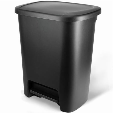 Hefty Extra Large Kitchen Trash Can, 20.4 Gallon, Plastic Step-on Trash Bin, Black - 2 pack