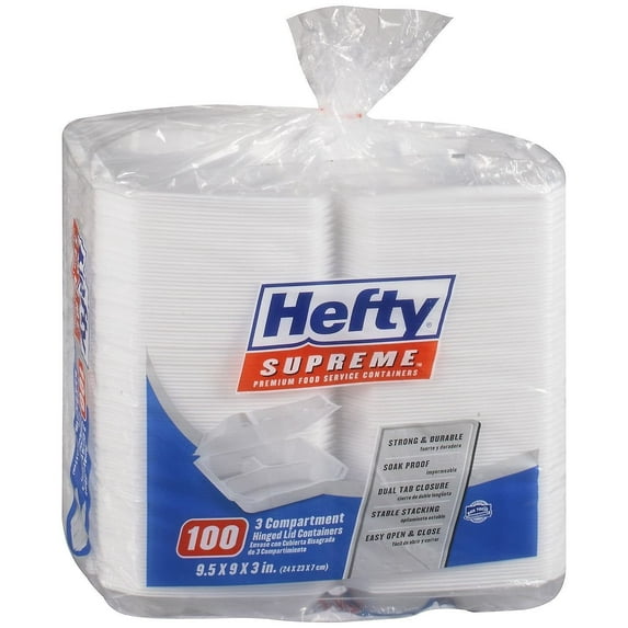 Hefty Foam Super Weight 3-Compartment Container, 9