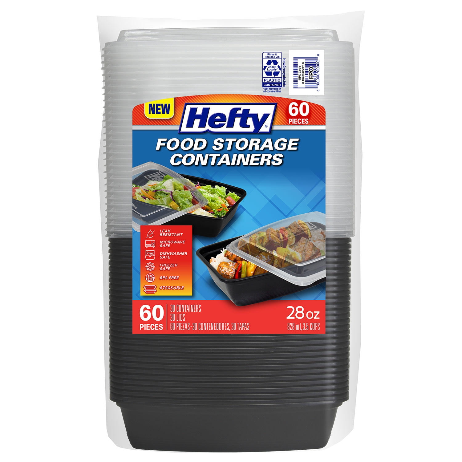 Hefty Food Storage Container, 28 Ounce (30 Count) 