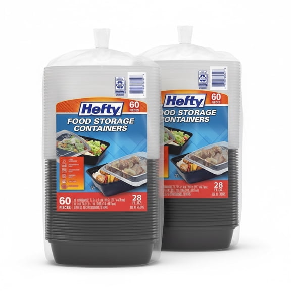 Hefty Food Storage Containers Black Clear Microwave Freezer Dishwasher Safe 120 Count