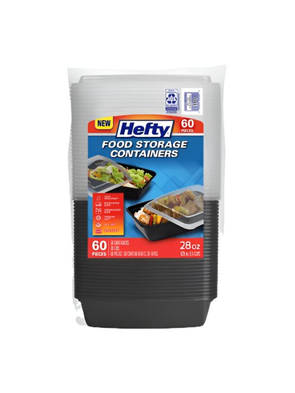 Hefty Food Storage Containers W/ Lid (28 Oz. 30 Ct.)