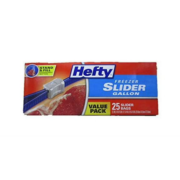 Hefty Freezer Slider Bag Gallon Size, 25 Count, 2 Pack