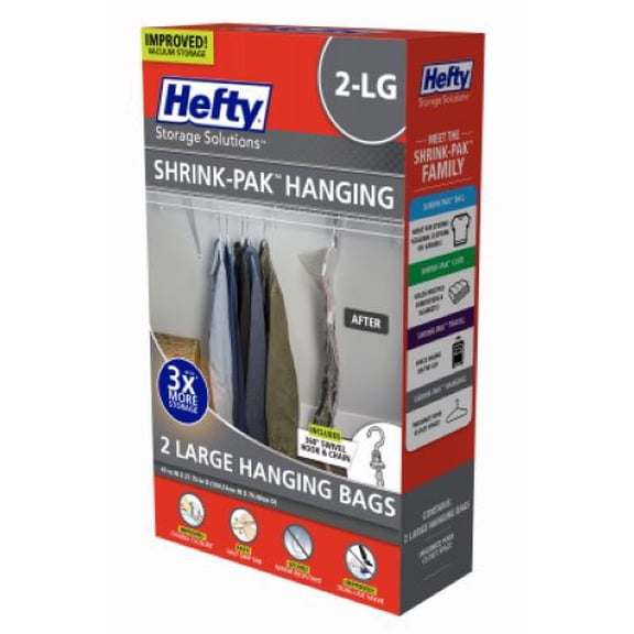 Hefty HFTPDQ-7083463 2-Pack of Large Shrink-Pak Vacuum Hanging Storage Bags
