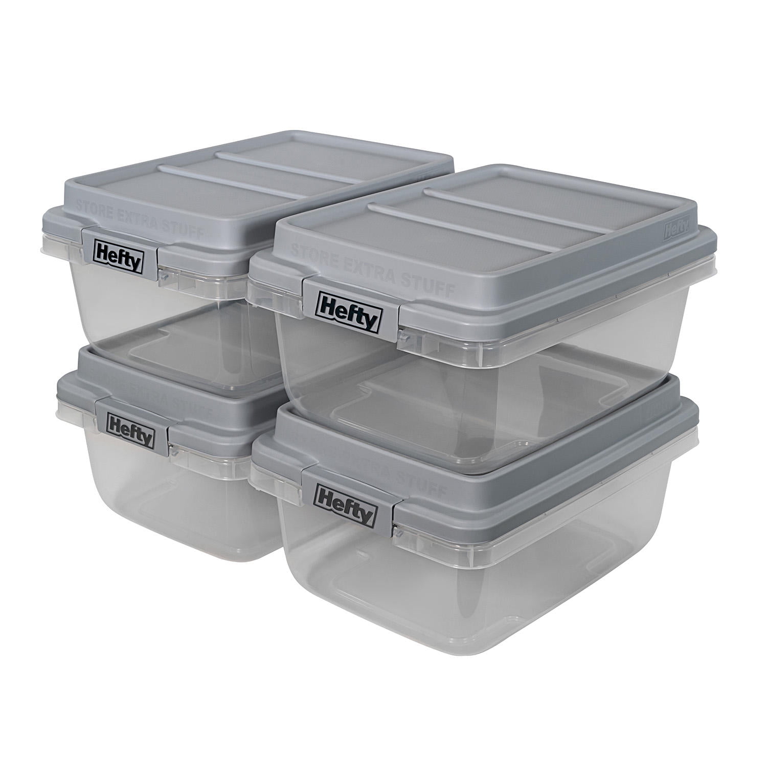Hefty HFTPLT71190105 HiRise Storage Container, Clear/Charcoal, 18Qt