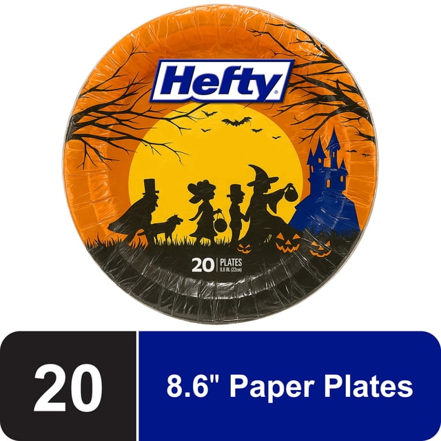 Hefty Halloween Paper Plates, Disposable Plates, 8.6 inches, 20 Count ...