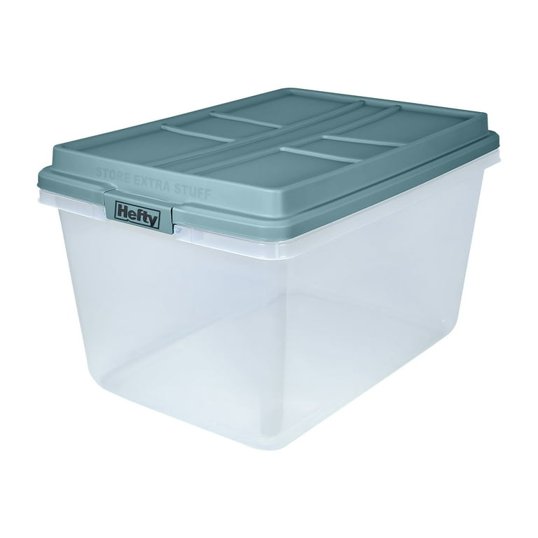 Hefty Medium 7.25-Gallons (29-Quart) Clear Base with White Lid Weatherproof  Tote with Latching Lid