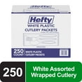 thumbnail image 1 of Hefty Wrapped Plastic Utensils Set, White, 250 Count, 1 of 6