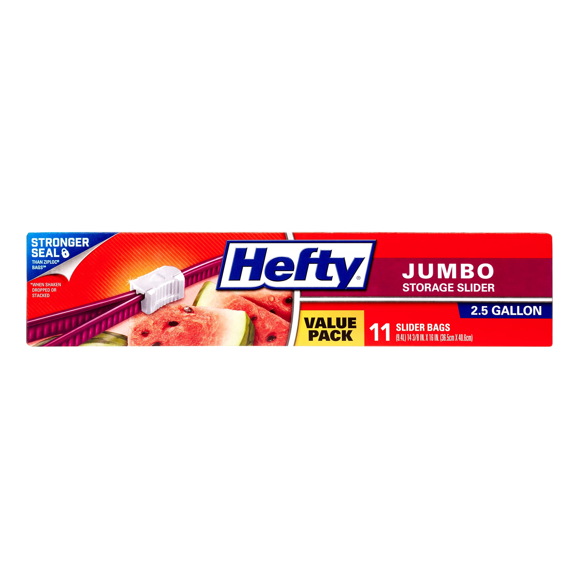 Hefty Slider Jumbo 2.5 Gallon Storage Bags 10 Count Large Size Slide Close Plastic Freezer Friendly Walmart