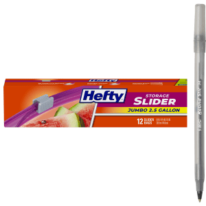 Hefty Jumbo Slider Storage Bags with pan