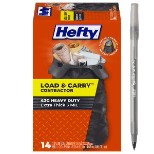Hefty Load & Carry Contractor Extra Large Flap Tie Bags with pan