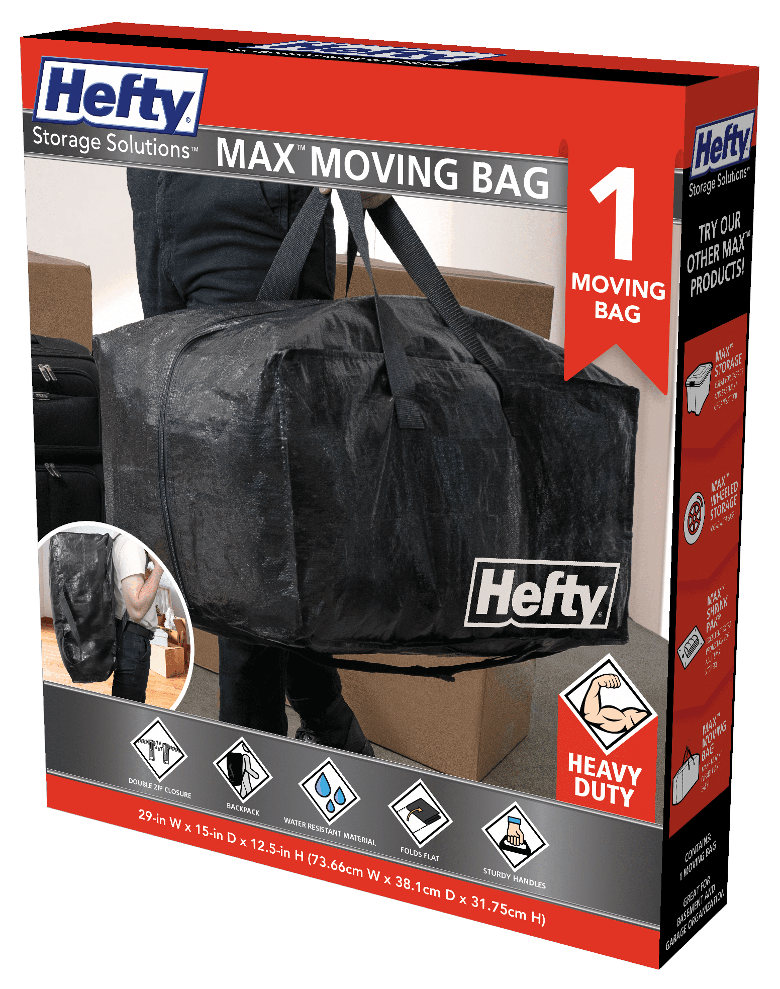 Hefty MAX Moving Bag Fabric with Adjustable Handles Zipper Closet Organizer Walmart