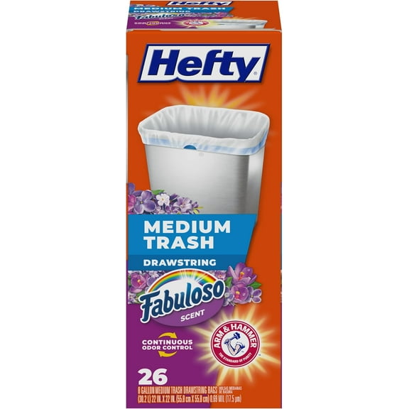 Hefty Medium Trash Bags, Fabuloso Scent, 8 Gallon, 26 Count ( Pack of 2 )
