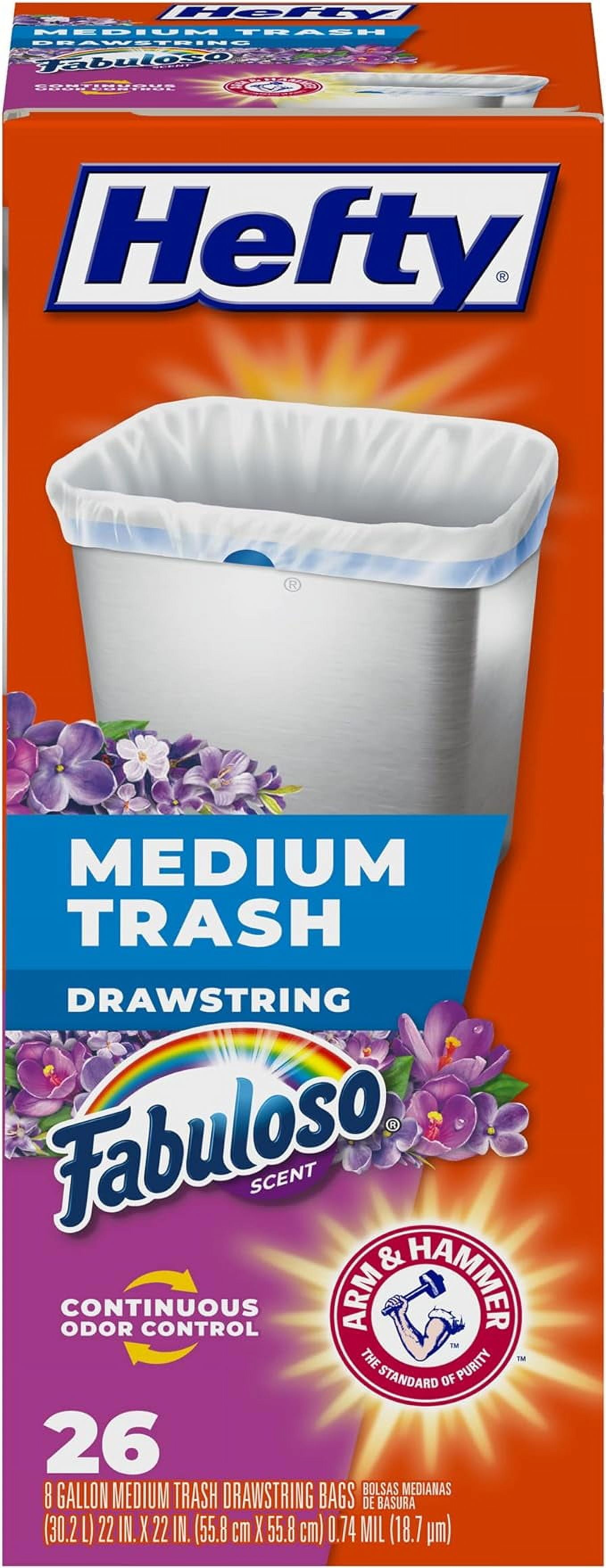 Hefty Medium Trash Bags, Fabuloso Scent, 8 Gallon, 26 Count