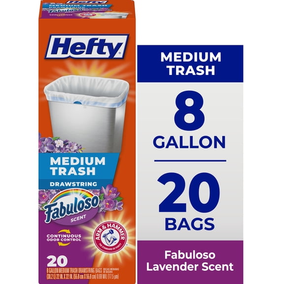 Hefty Medium Trash Bags, Fabuloso Scent, 8 Gallon, 20 Count