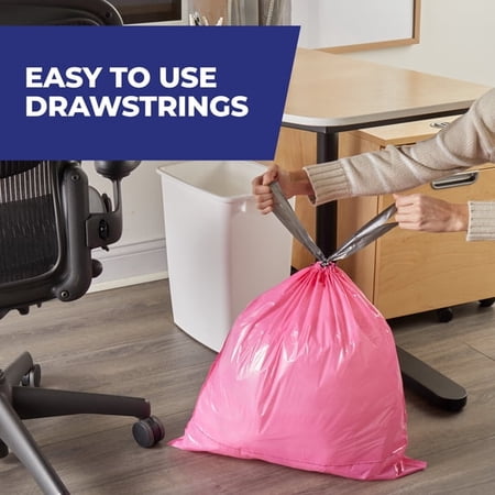 Hefty Medium Trash Bags, Pink, Fabuloso Watermelon Scent, 8 Gallon, 20 Count