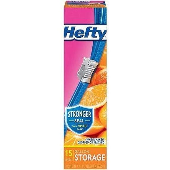 Hefty Onezip Slider Bags, Storage, Gallon, 15 Count Pack of 4 60 Bags Total