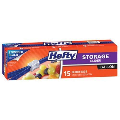 Hefty Onezip Slider Bags, Storage, Gallon, 15 Count Pack of 4 60 Bags Total