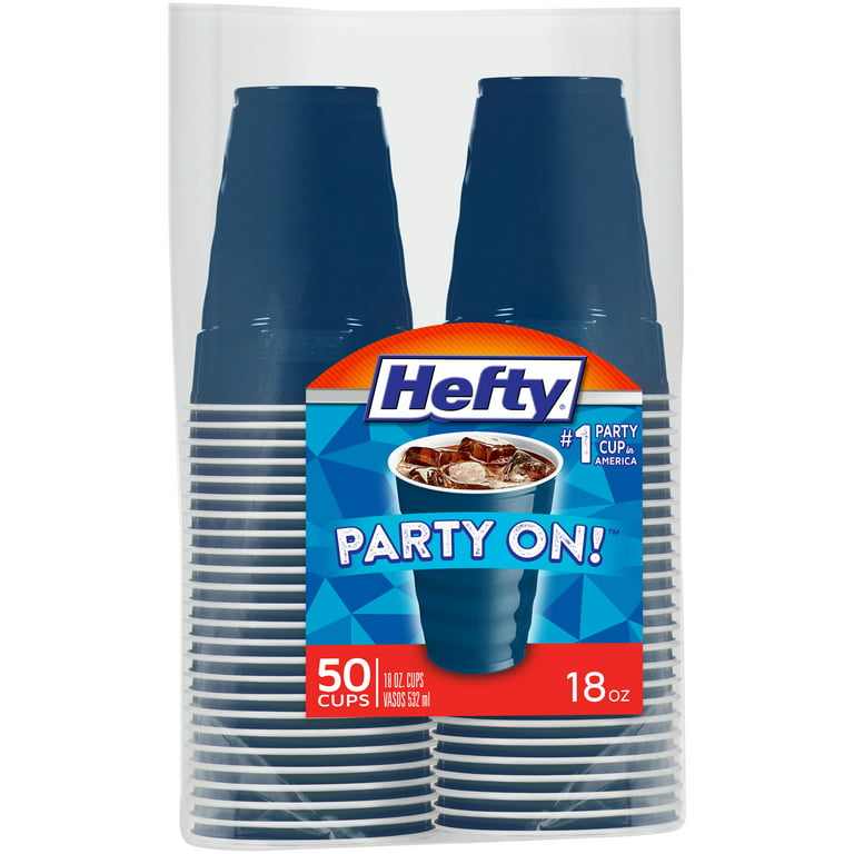 Hefty Easy Grip Disposable Plastic Party Cups, Assorted, 16 oz - 100 count