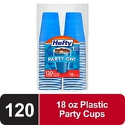 Hefty Party On Disposable Plastic Cups, Marine Blue, 18 oz, 120 Count