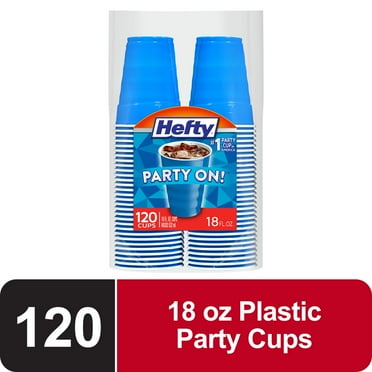 Hefty Party On Disposable Plastic Cups, Marine Blue, 18 oz, 12 Count