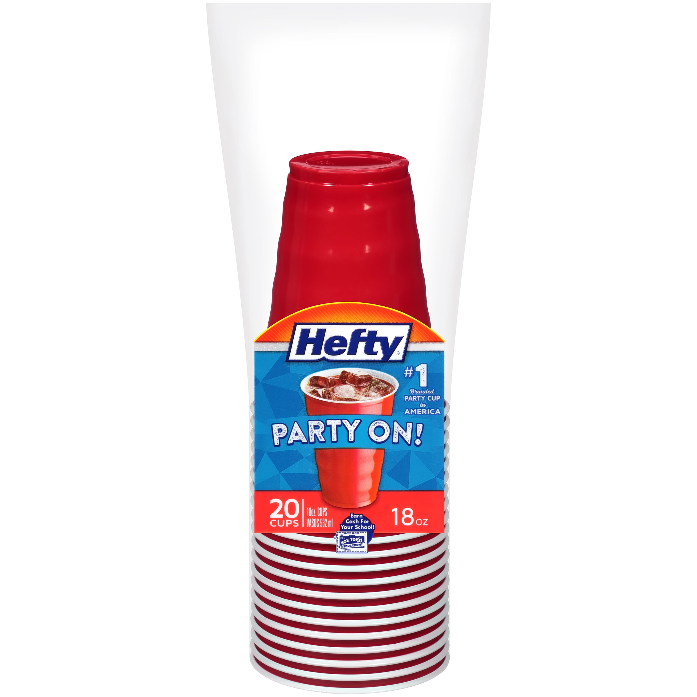 Hefty Everyday Easy Grip Plastic Cups, Orange, 18 oz, 50 count