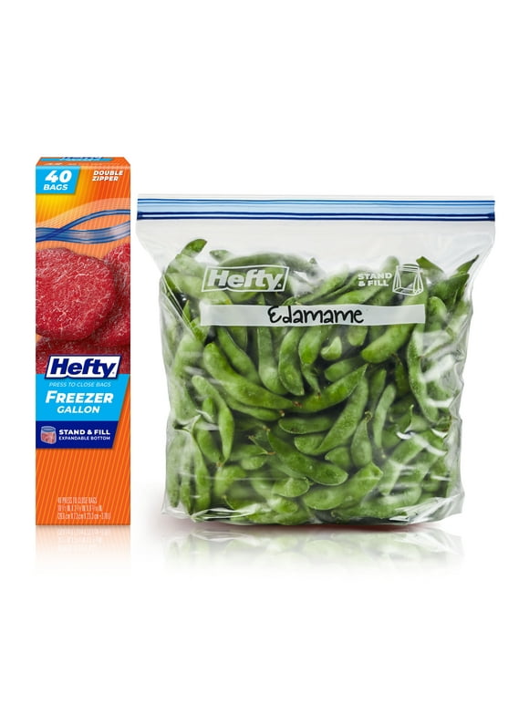 Hefty Press to Close Plastic Freezer Bags, Gallon Size, 40 Count
