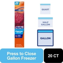 Hefty Press to Close Food Storage Zip Lock Freezer Bags, Half Gallon ...