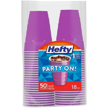 Hefty Purple Plastic Party Cups, 18 Ounces, 50 Count