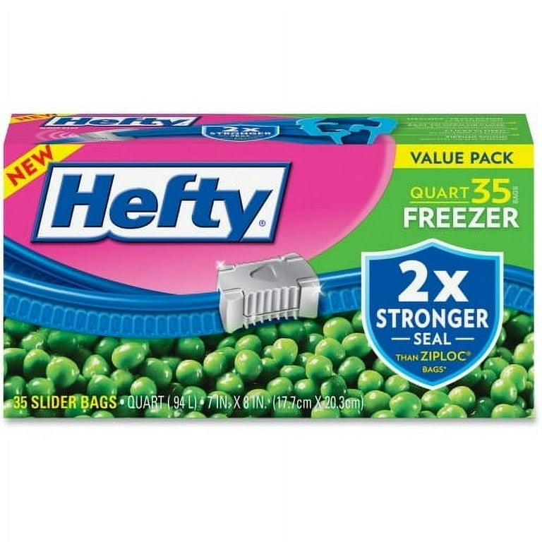 Hefty Quart Freezer Slider Bags - 1 quart Capacity - 7 Hefty Quart Freezer Slider Bags - 1 quart Capacity - 7