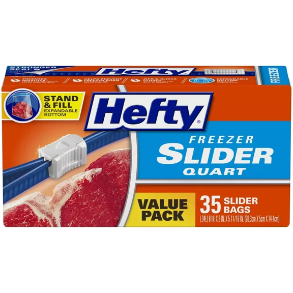 Hefty Quart Freezer Storage Slider Bags, 35 Ea, 6 Pack