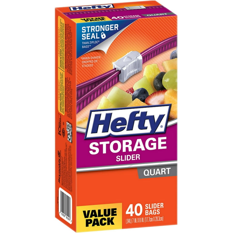 Hefty Slider Storage Bags, Half Gallon Size, 40 Count - Walmart