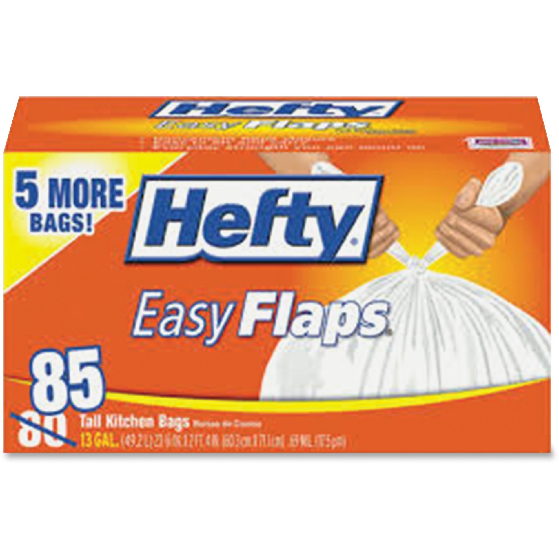 Hefty, RFPE27585, EasyFlaps 13gal Kitchen Bags, 85 / Each, White, 13