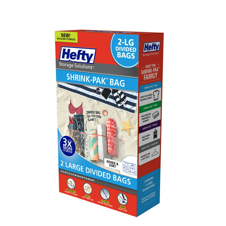 Hefty SHRINK-PAK 2 Jumbo Vacuum Storage Bags, Water Resistant