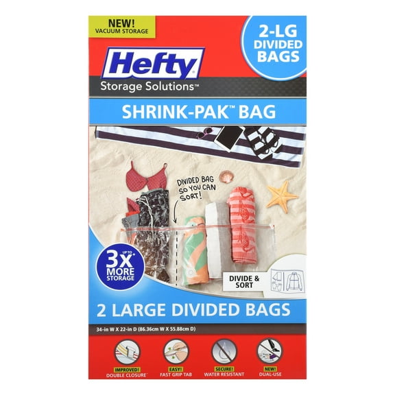 Hefty SHRINK-PAK 2 Large Divided Vacuum Bags