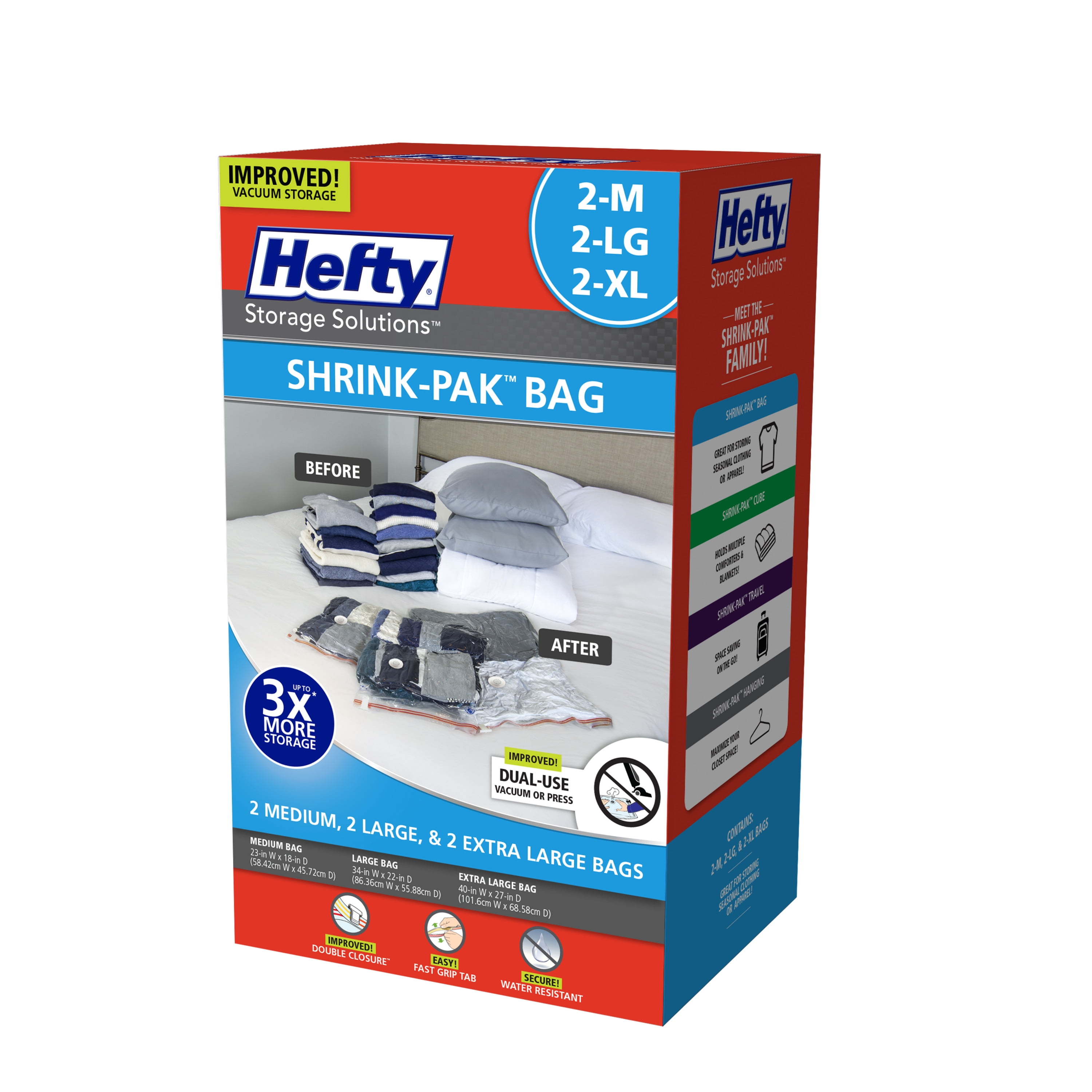 Hefty Shrink-Pak Large Storage Solutions Bags, 2-Pack