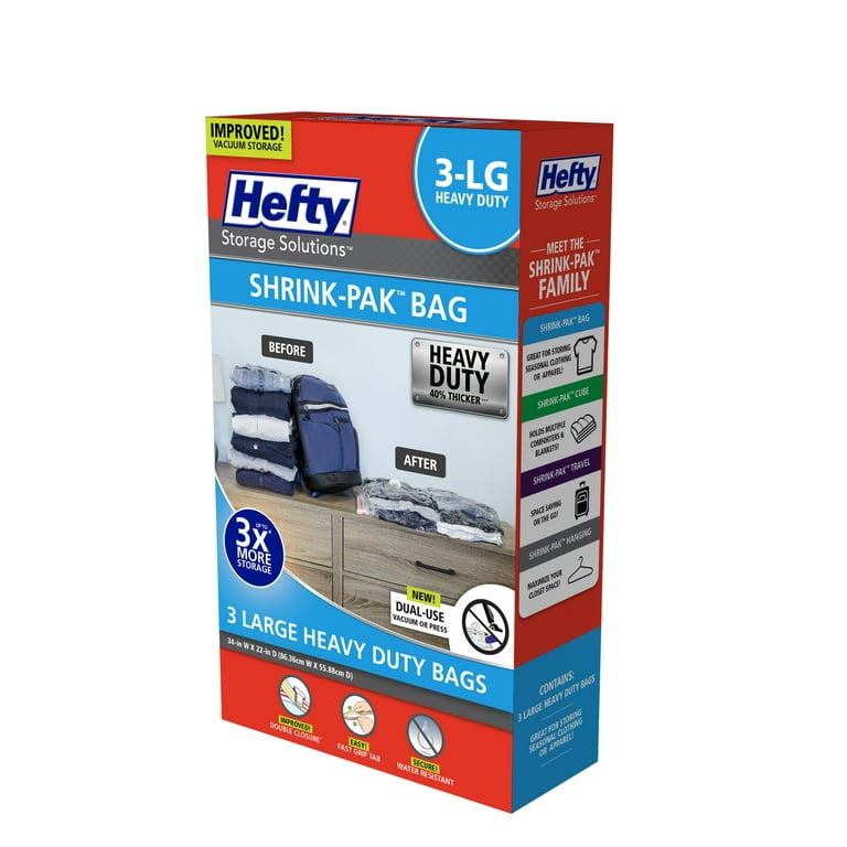  Hefty Shrink-Pak - 3 Jumbo Vacuum Storage Bags for