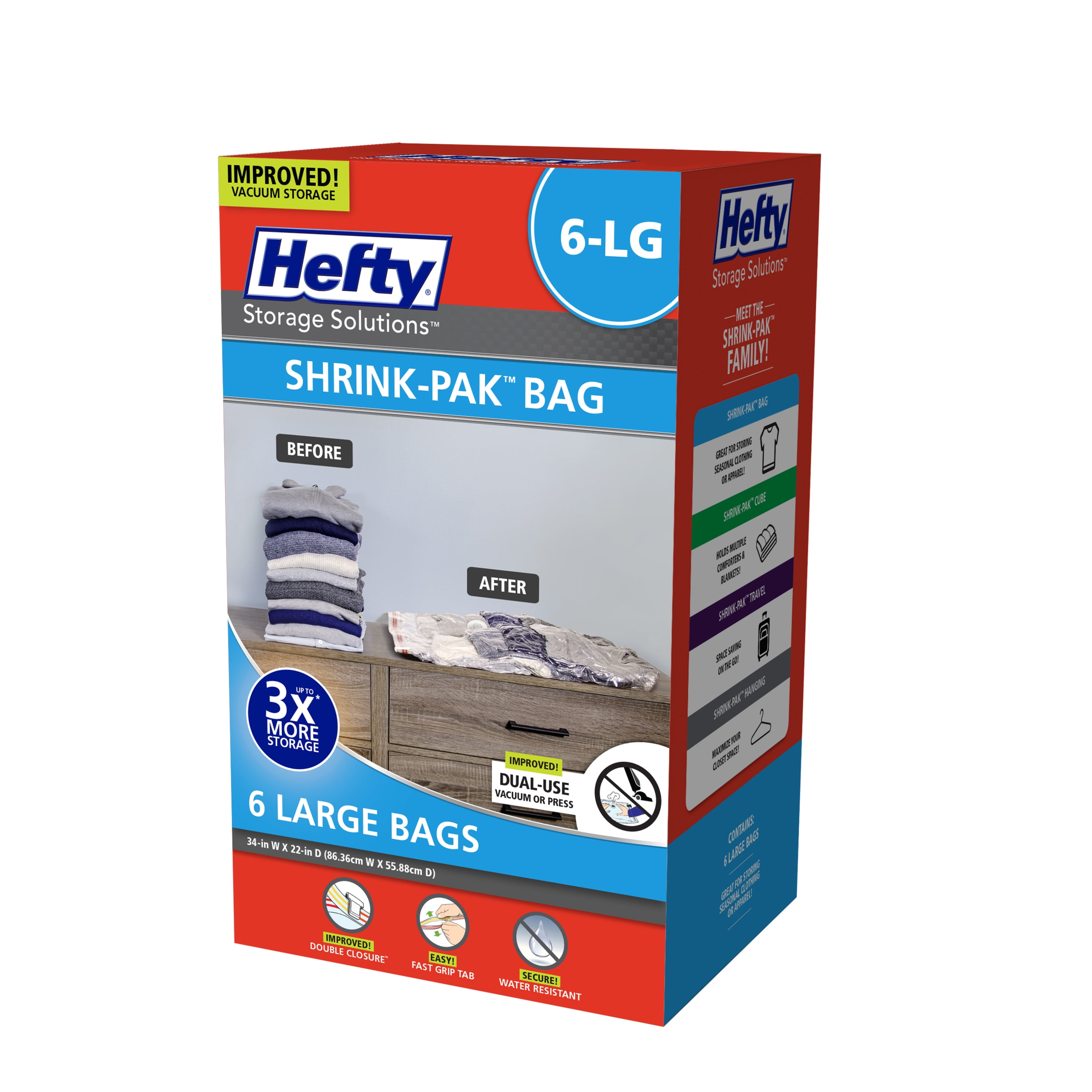 Hefty Shrink-Pak 6 Large Vacuum Storage Bags