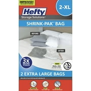 Hefty Shrink Pak 2 XL Vacuum Compression Storage Bags, Closet Organization, Adults and Tweens